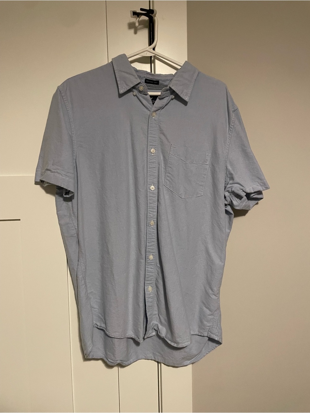 American Eagle Outfitters Light Blue Short-Sleeve Button-Down Shirt